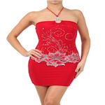 red stretch knit salsa dress