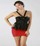 Sequin ruffle back strap top 