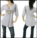V neck rayon georgette blue