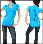 V neck rayon georgette blue